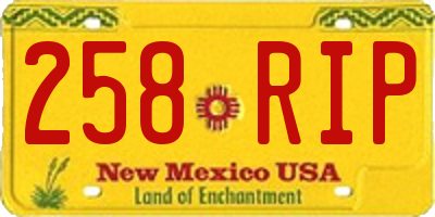 NM license plate 258RIP