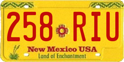 NM license plate 258RIU