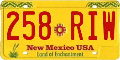 NM license plate 258RIW