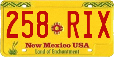 NM license plate 258RIX