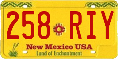 NM license plate 258RIY