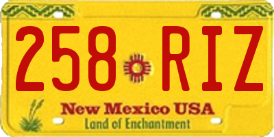 NM license plate 258RIZ