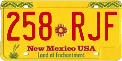 NM license plate 258RJF