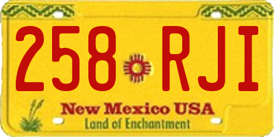 NM license plate 258RJI