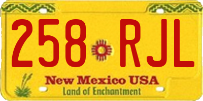 NM license plate 258RJL