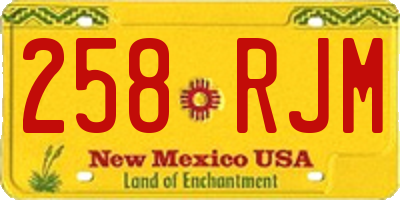 NM license plate 258RJM