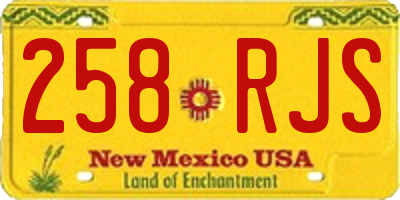 NM license plate 258RJS
