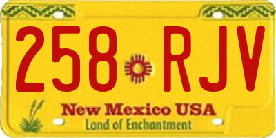 NM license plate 258RJV