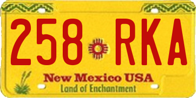 NM license plate 258RKA