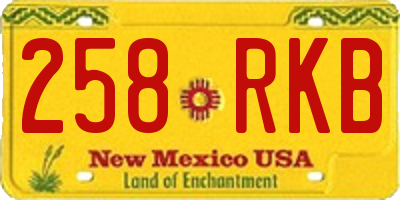 NM license plate 258RKB