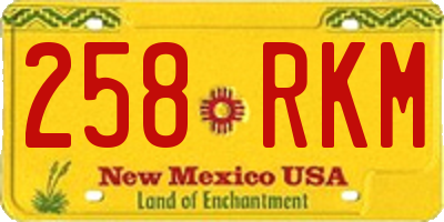 NM license plate 258RKM