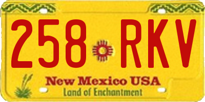 NM license plate 258RKV