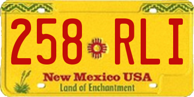 NM license plate 258RLI