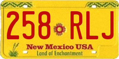 NM license plate 258RLJ