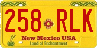 NM license plate 258RLK