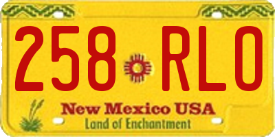 NM license plate 258RLO