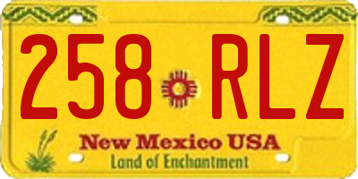 NM license plate 258RLZ