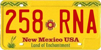 NM license plate 258RNA