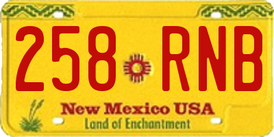 NM license plate 258RNB