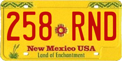 NM license plate 258RND