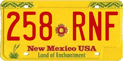 NM license plate 258RNF