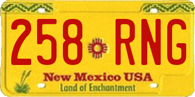 NM license plate 258RNG