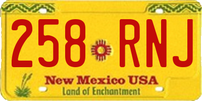 NM license plate 258RNJ