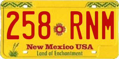 NM license plate 258RNM
