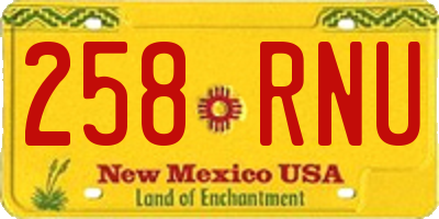 NM license plate 258RNU