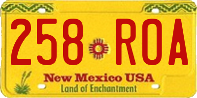 NM license plate 258ROA