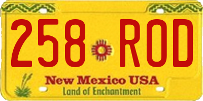 NM license plate 258ROD