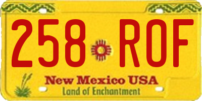 NM license plate 258ROF