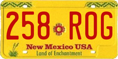 NM license plate 258ROG