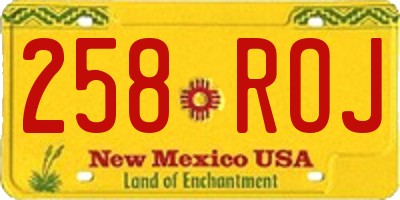 NM license plate 258ROJ