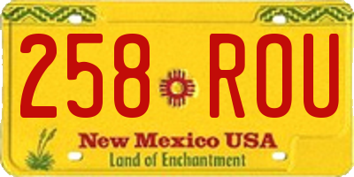 NM license plate 258ROU