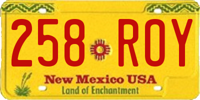 NM license plate 258ROY