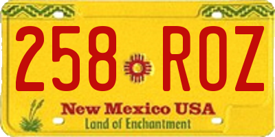 NM license plate 258ROZ
