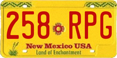 NM license plate 258RPG