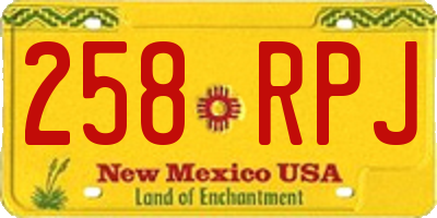 NM license plate 258RPJ