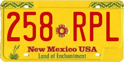 NM license plate 258RPL