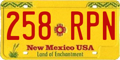 NM license plate 258RPN