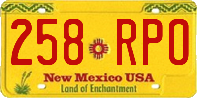 NM license plate 258RPO