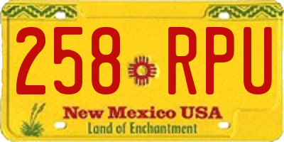 NM license plate 258RPU