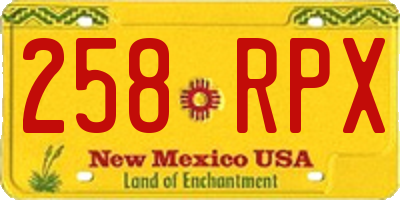 NM license plate 258RPX
