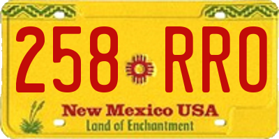 NM license plate 258RRO