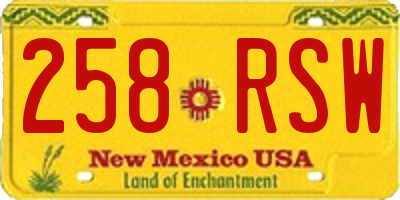 NM license plate 258RSW