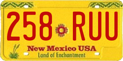 NM license plate 258RUU