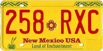 NM license plate 258RXC