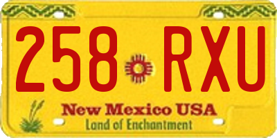 NM license plate 258RXU