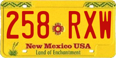 NM license plate 258RXW